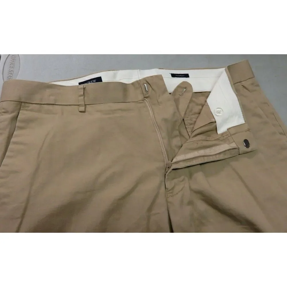 Mens J. Crew Flat Front Light Brown Cotton Thompson Slacks Pants 36x28 Khaki J10